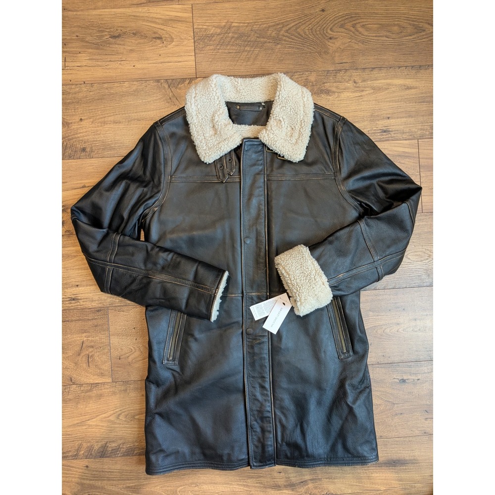 NWT $750 Wilsons Leather‎ Mens Sherpa Lined Leather Jacket Dark Brown Size M